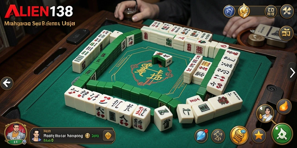 Tampilan gameplay ALIEN138 yang menarik dengan ubin Mahjong berwarna-warni.