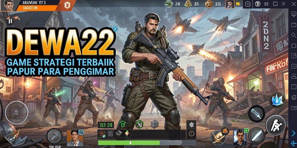 Screenshot DEWA22 menampilkan aksi pertempuran strategi yang mendebarkan.
