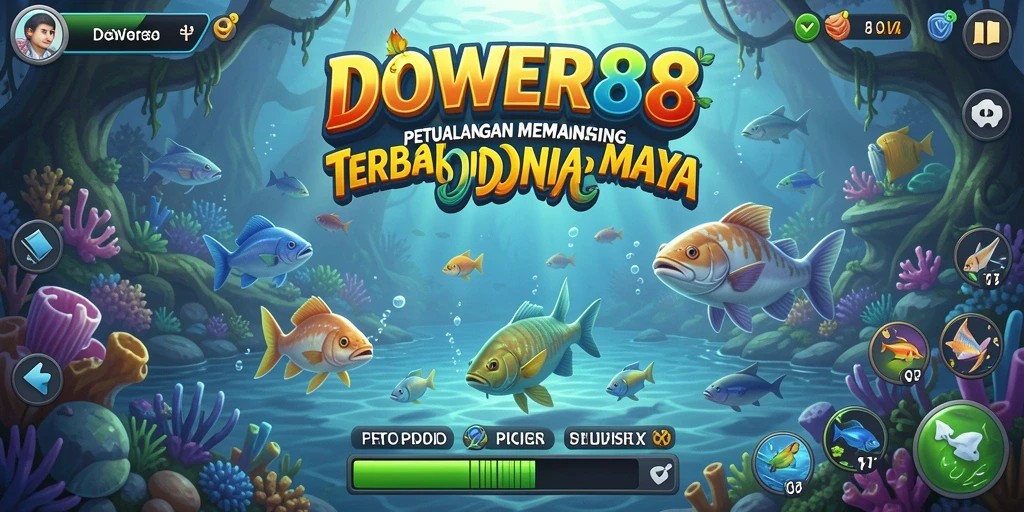 Screenshot DOWER88 menampilkan pemain yang menangkap ikan besar di laut biru.