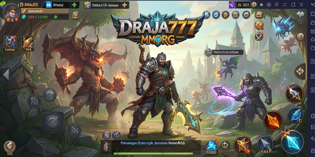 Tangkapan layar menampilkan aksi seru dalam gameplay MMORPG DRAJA777.