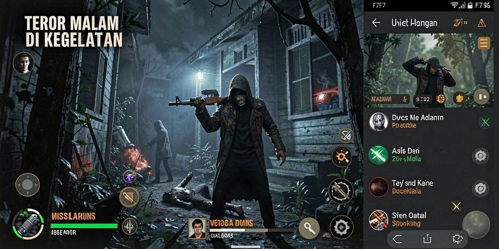 Tampilan gameplay yang menegangkan di F7F7 dengan elemen horror yang kuat.