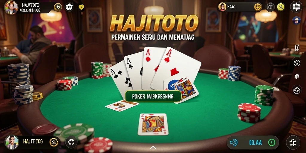 Tampilan gameplay poker yang menarik dan interaktif di HAJITOTO.