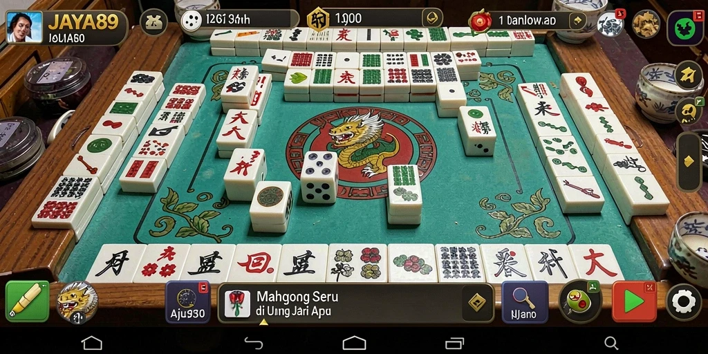 Tampilan gameplay JAYA89 dengan ubin Mahjong yang menarik.