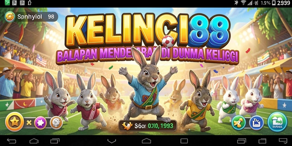 Gameplay balapan seru dengan kelinci yang cepat dan trek menentang.