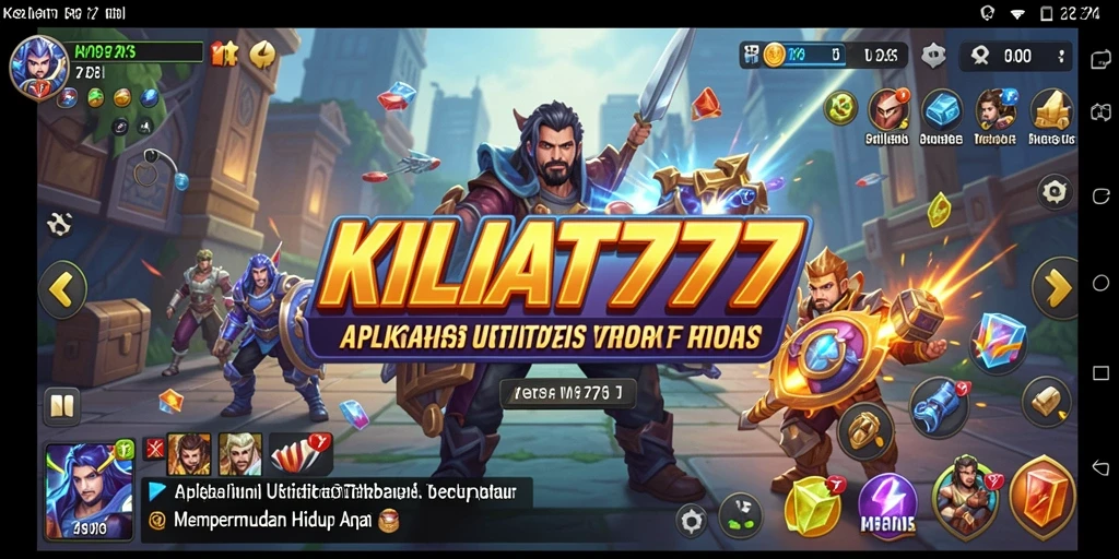 Tampilan utama aplikasi KILAT777 dengan berbagai fitur utilitas.