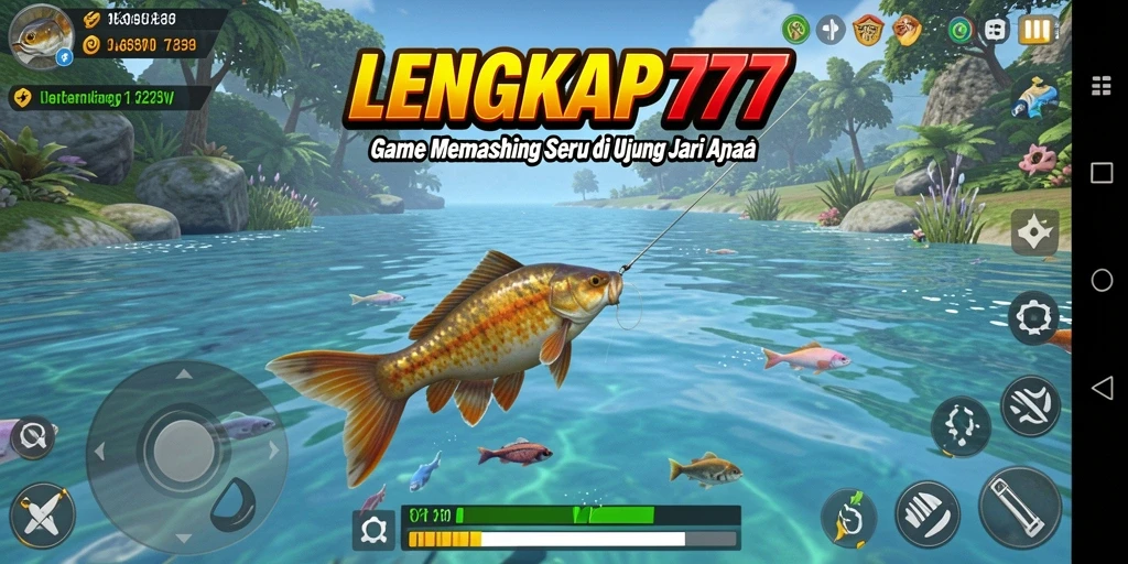 Tampilan gameplay LENGKAP777 yang mengasyikkan saat memancing ikan.