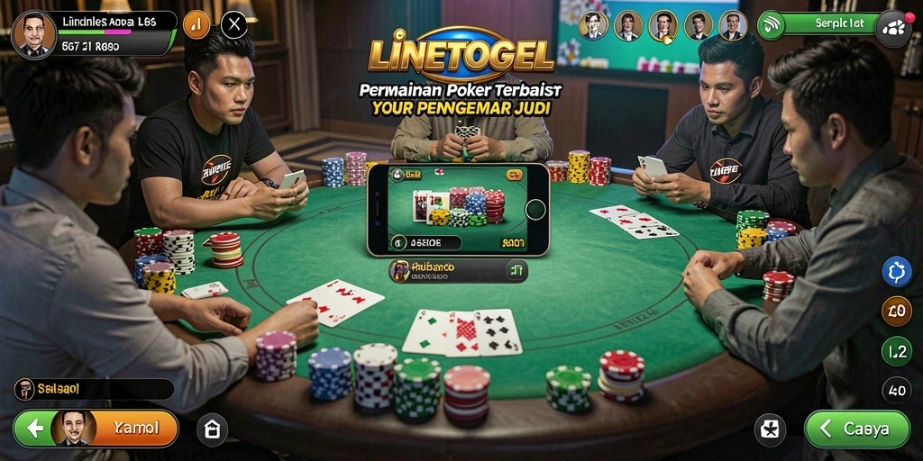 Tampilan gameplay Poker yang mendebarkan di LINETOGEL.