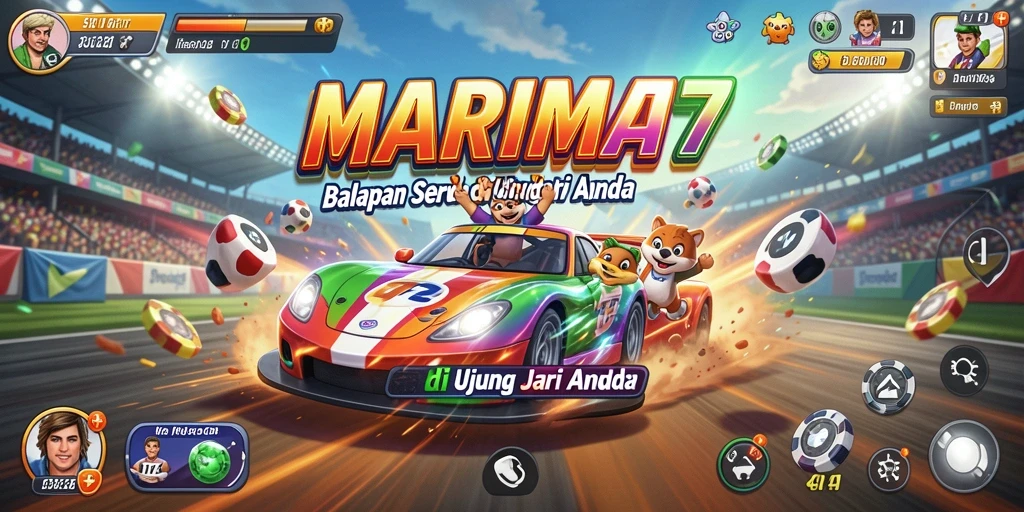 Tampilan gameplay menarik dari balapan seru di MARIMA77.