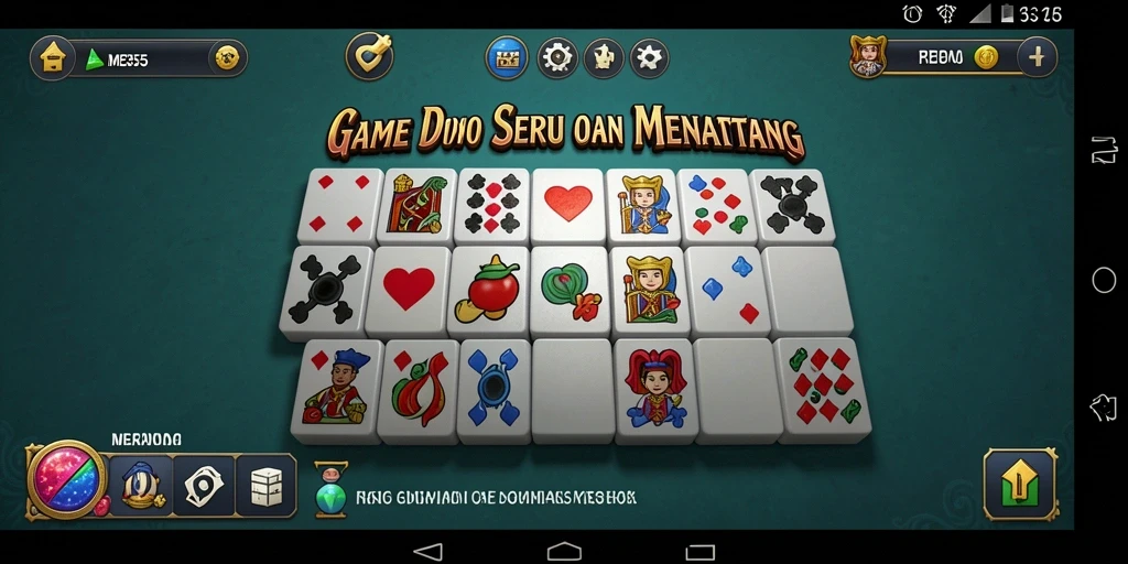 Tampilan antarmuka permainan Domino ME355 yang dinamis.