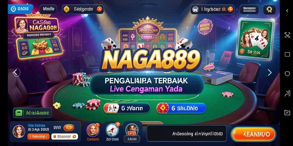 Screenshot gameplay NAGA889 menampilkan dealer langsung dan interaksi pemain.