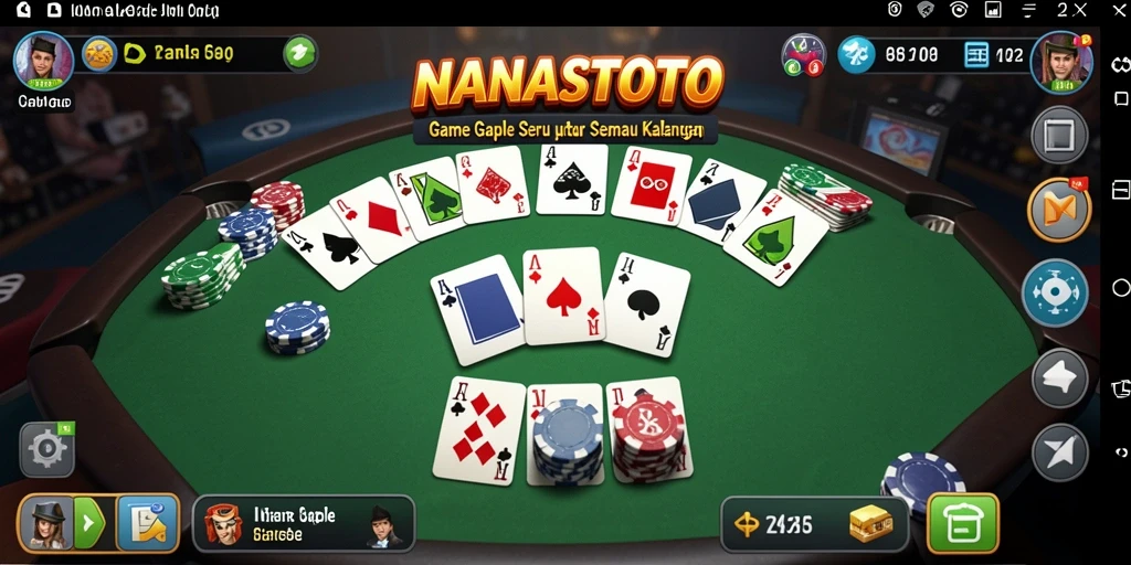 Gameplay seru Gaple di NANASTOTO dengan teman-teman.