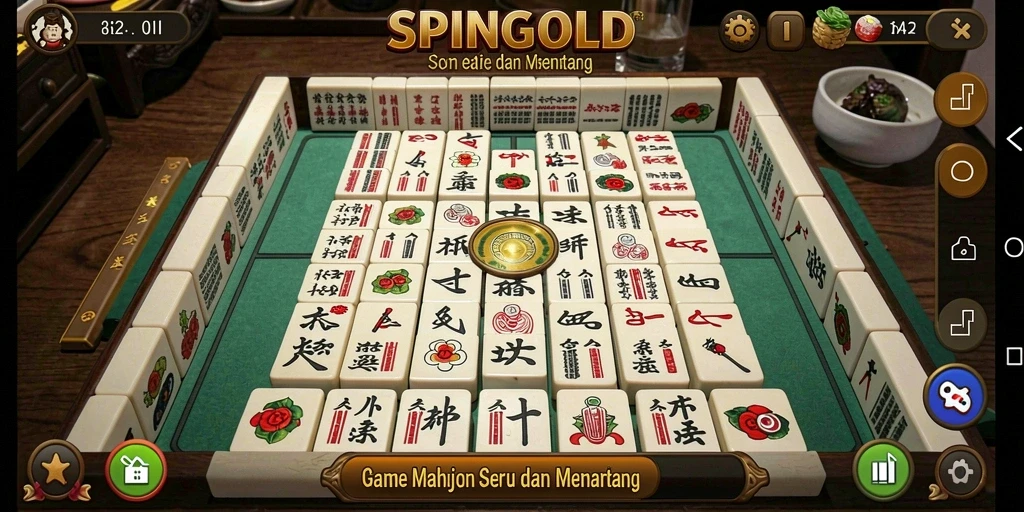 Gameplay SPINGOLD yang menarik saat mencocokkan ubin Mahjong.