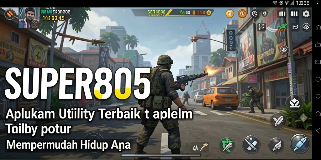 Tampilan layar utama SUPER805 dengan berbagai fitur utilitas yang membantu.